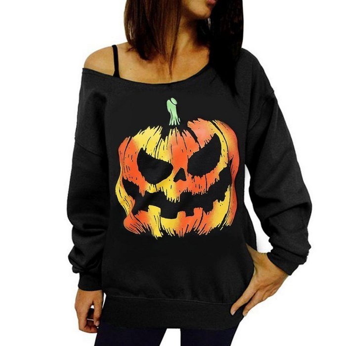 Pullover Tops,Morecome Women Halloween Pumpkin Print Long Sleeve Sweatshirt