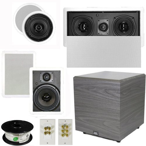 Theater Solutions 5.1 Home Theater 4 Speaker Set with Center, 12" Powered Sub and More TS5C6WL51SET6