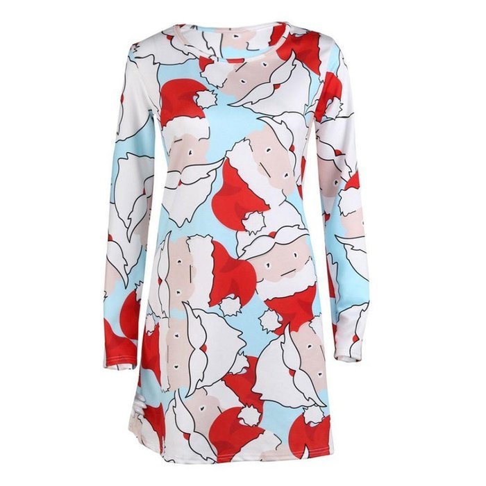 Xmas Dresses,Morecome Print Ladies Christmas Long Sleeve Party Dresses