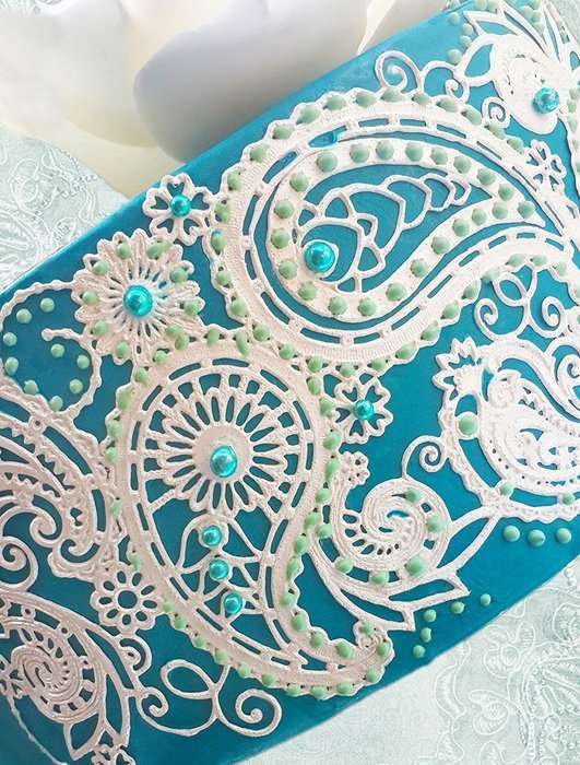 Pre-Made Paisley Handcraft Edible Stencil Lace - Can Be Decorated Birthmonth Stone Color Make One Of Kind! Ready...
