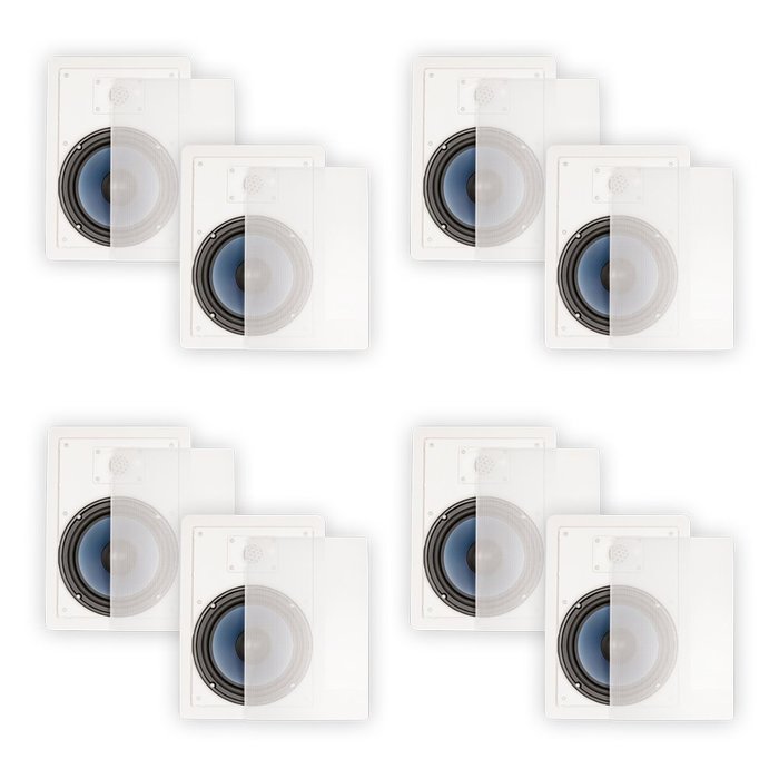 Blue Octave LW82 In Wall 8" Speakers Home Theater Surround Sound 2-Way 4 Pair Pack