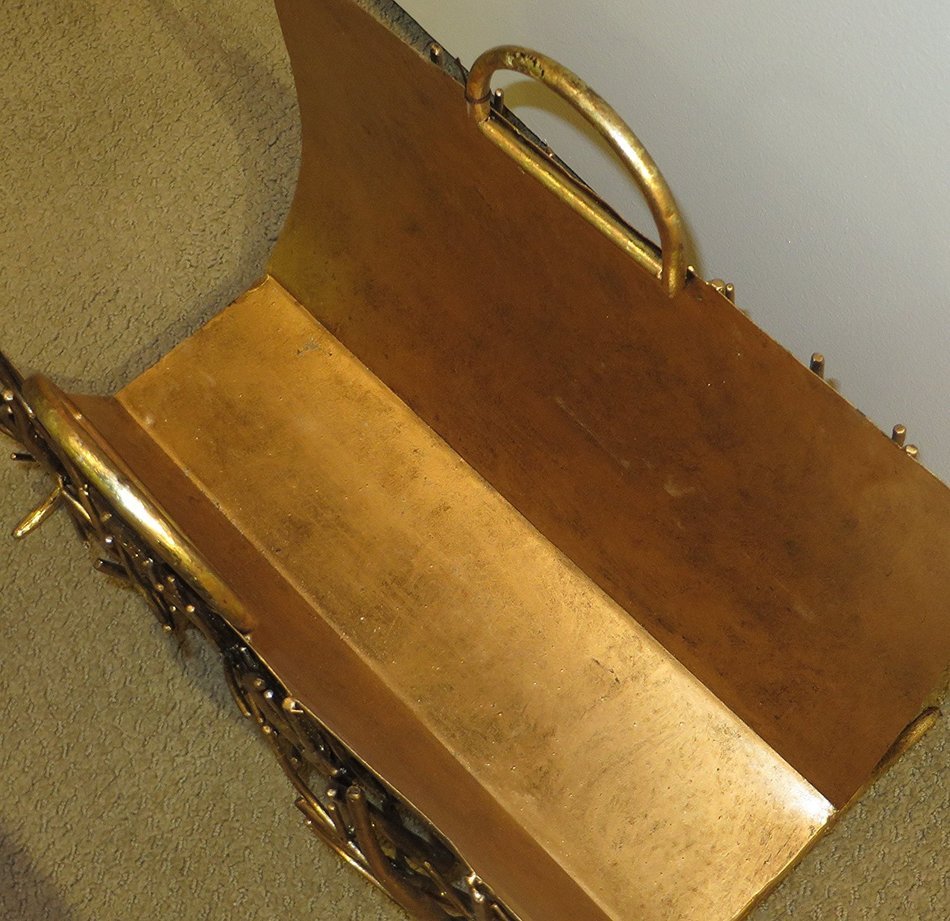 Golden Branches Iron Log Holder | Metal Fireplace Accessories N3