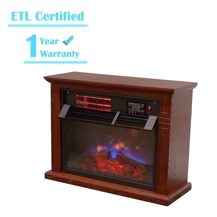 Bestmart INC 1500W Embedded Insert Quartz Infrared Electric Fireplace Heater 3 Color Flame Remote Control N4