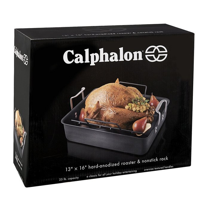 Calphalon Classic Hard Anodized 16-Inch Roasting Pan with Nonstick Rack