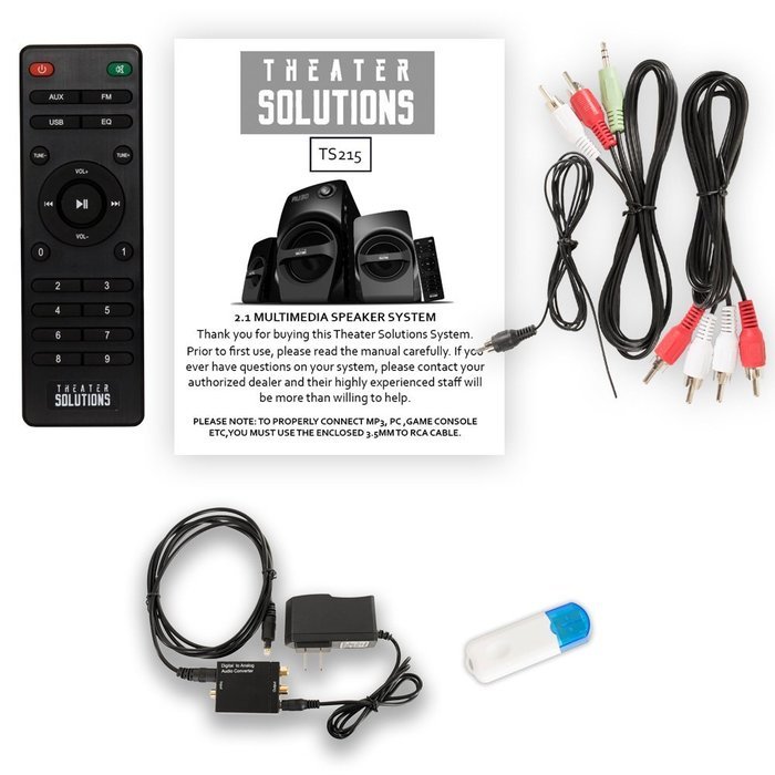 Theater Solutions TS215 Home 2.1 Speaker System with Bluetooth Optical Input FM USB / SD Multimedia