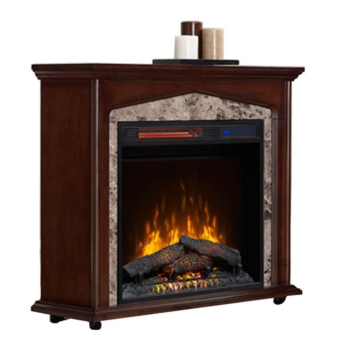 Voluvena Adjustable Infrared Electric Fireplace - Portable Rolling Fireplace with Wheels - LED Flame Effect -... N2