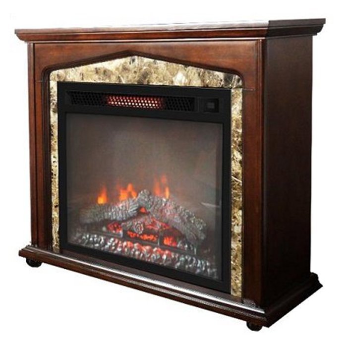 Voluvena Adjustable Infrared Electric Fireplace - Portable Rolling Fireplace with Wheels - LED Flame Effect -... N3