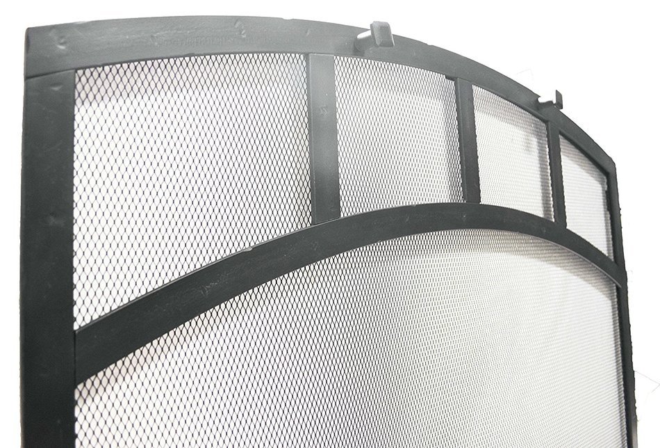 Arched Freestanding Fireplace Screen with Sutter Design (47"w X 35"ch X 29 1/2"sh, Hammered Black Copper) N2
