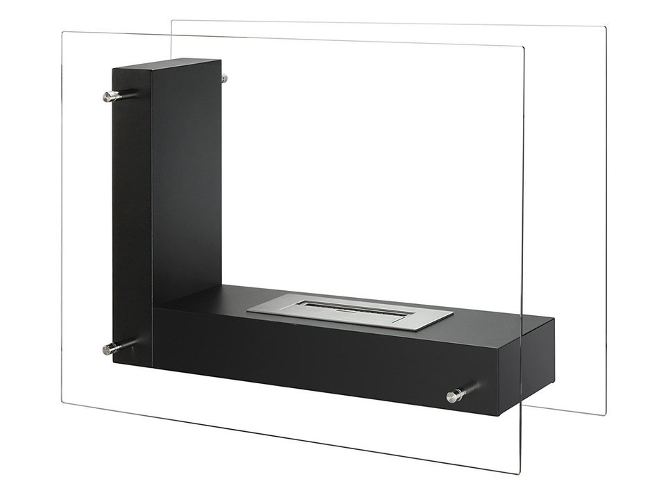 Ignis Vitrum L Black Freestanding Ventless Ethanol Fireplace N5