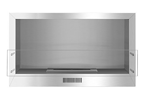 MCM3 Build-in Smokeless Ventless Manual Fireplace,Single-Sided Unit,Silver,W38.6''xH23''xD13.4'',1.5'&lsquo;T Stainless... N2