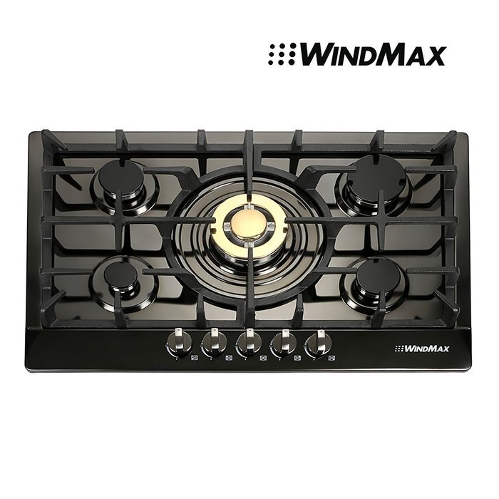 WindMax&reg; 30 inch Black Titanium Plated Stainless Steel Golden Burner Built-In 5 Stoves NG Natural Gas Cooktops...