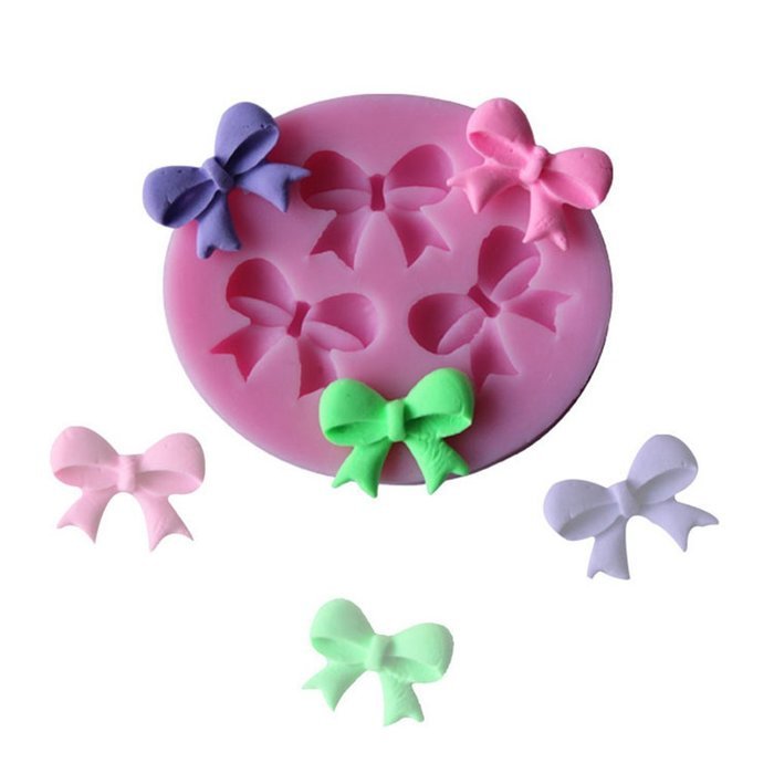 3PCS Bow Shape Silicone Fondant Cake Mold Home Kitchen Baking Sculpting & Modeling Tools--Green