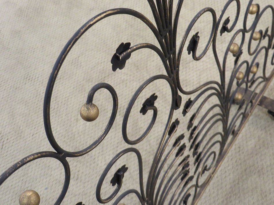 Art Nouveau Dark Gold Firescreen | Deco Swirl Scroll Fireplace Screen N3
