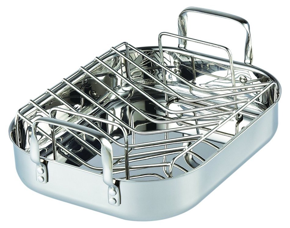 Cooks Standard 02448 Stainless Steel Roaster with rack, 14-inch by 12-inch