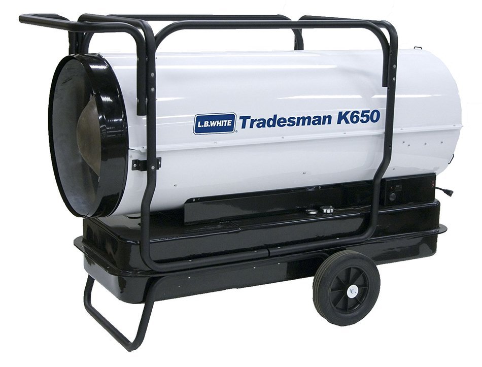 L.B. White CP650BK Tradesman K650 Portable Forced Air Kerosene Heater, 650,000 Btuh