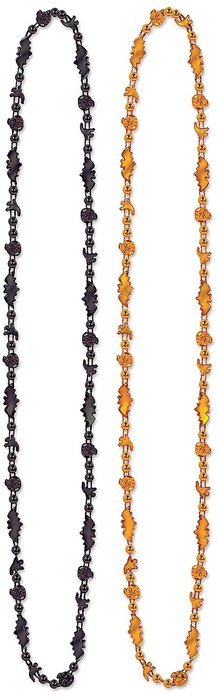 Beistle 00147 2 Count Assorted Halloween Beads, 36-Inch, Black and Orange