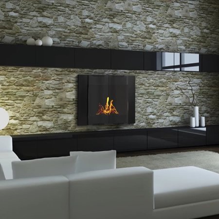 City Wall Mounted Bio Ethanol Fireplace (Black) N3