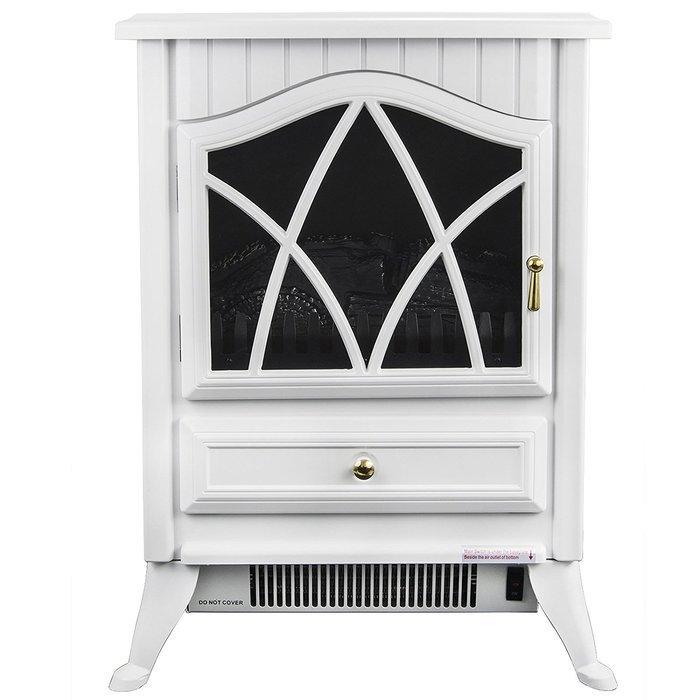 AKDY 16" White Freestanding 3D Flame Electric Log Set Fireplace Heater AZ-18D2P-WHT N4