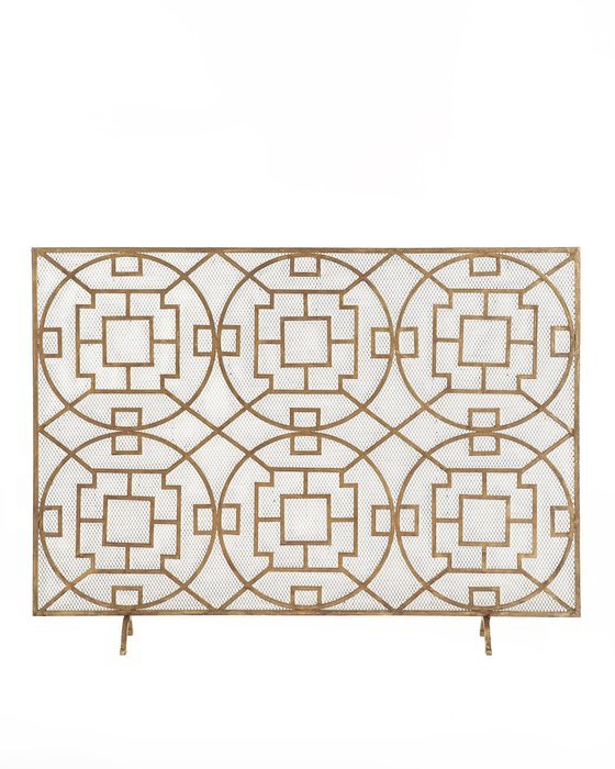 Pyra Geometric Fireplace Screen Single Panel Protective Mesh Backing N2