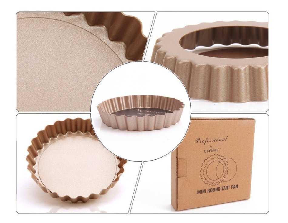 Round Non-stick Bakeware Pie Pan for Egg Tart, Quiches, Cakes,Cookies, Small Round Tart Cupcake Cheesecake Pan...