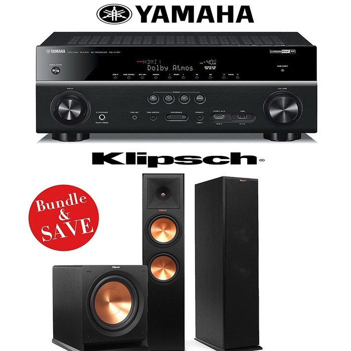 Yamaha RX-V781BL 7.2-Channel 4K A/V Receiver + Klipsch RP-280F + Klipsch R-112SW - 2.1 Reference Premiere Home...
