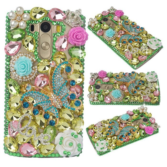 Spritech(TM) Clear Hard Bling Phone Case for LG G Stylo 2 LS775/LG Stylus 2 K520,Handmade Gold Crystal Flower... N13