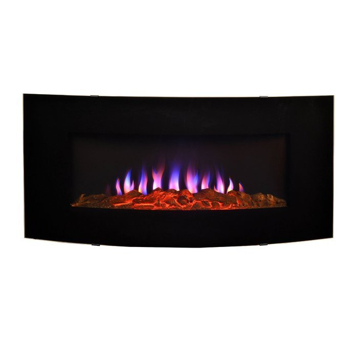 High-End Curved Glass Front Wall Mount Electric Fireplace N7