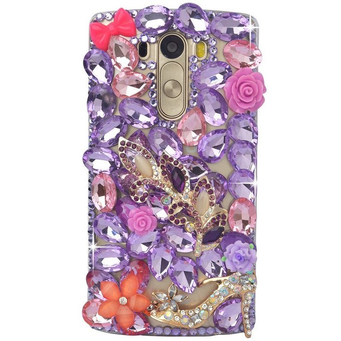 Spritech(TM) Clear Hard Bling Phone Case for LG G Stylo 2 LS775/LG Stylus 2 K520,Handmade Gold Crystal Flower... N16