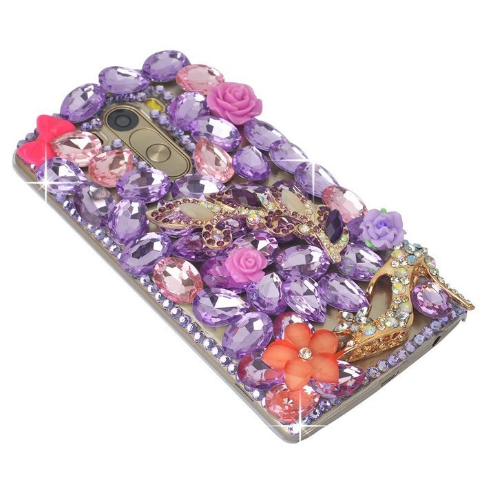 Spritech(TM) Clear Hard Bling Phone Case for LG G Stylo 2 LS775/LG Stylus 2 K520,Handmade Gold Crystal Flower... N17