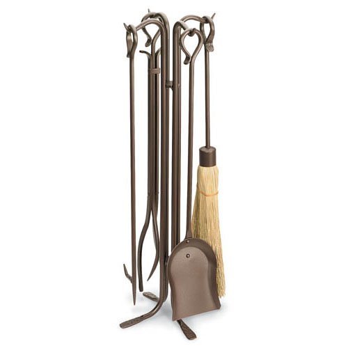 5 Pc Classic Fireplace Set in Burnished Bronze Finish