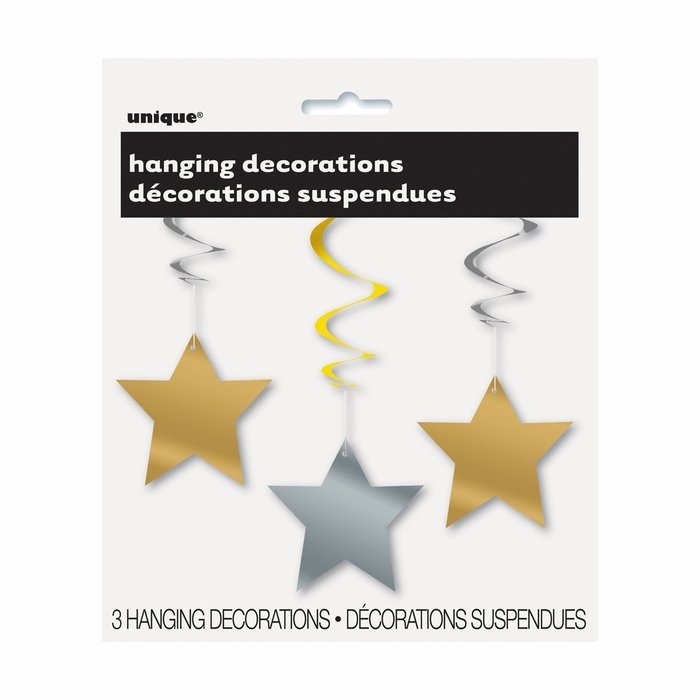 Hanging Star Decorations, 26", Light Blue, 3 Count N3