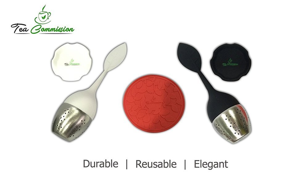 Tea Commission Tea Infuser Set of 6, Steeper Strainer Silicone & Stainless Steel Mesh Basket (Rainbow) for Loose... N3