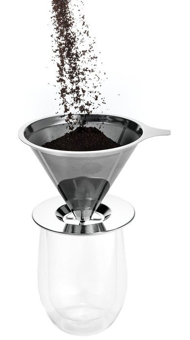 Osaka Stainless Steel Pour Over Cone Dripper, Reusable Coffee Filter with Cup Stand "Kinkaku-ji" N2