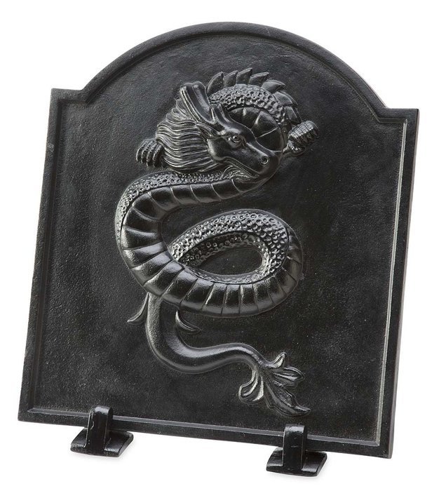 Plow & Hearth Cast Iron Fireback with Dragon Design