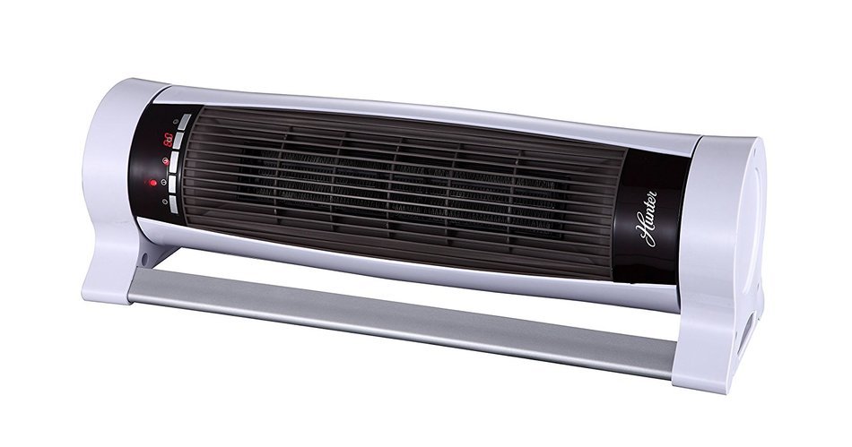 Hunter HPH15-E(White) Vertical and Horizontal Oscillating Digital Ceramic Heater with Remote Control (White) N2