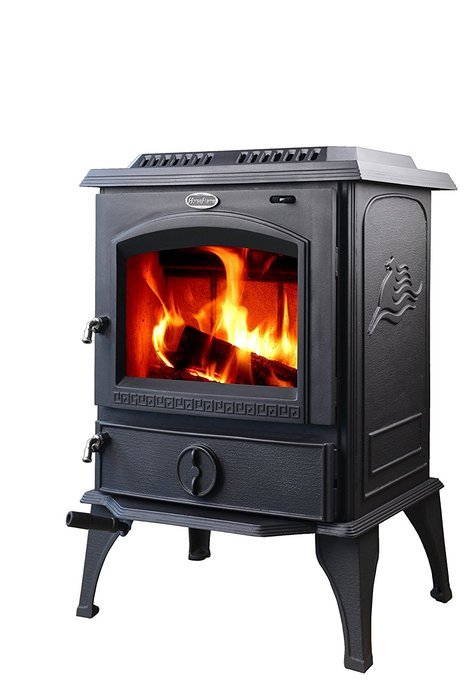 HiFlame 1,800 Square Feet 63,000BTU cast iron wood burning stove HF717U Black Paint N2