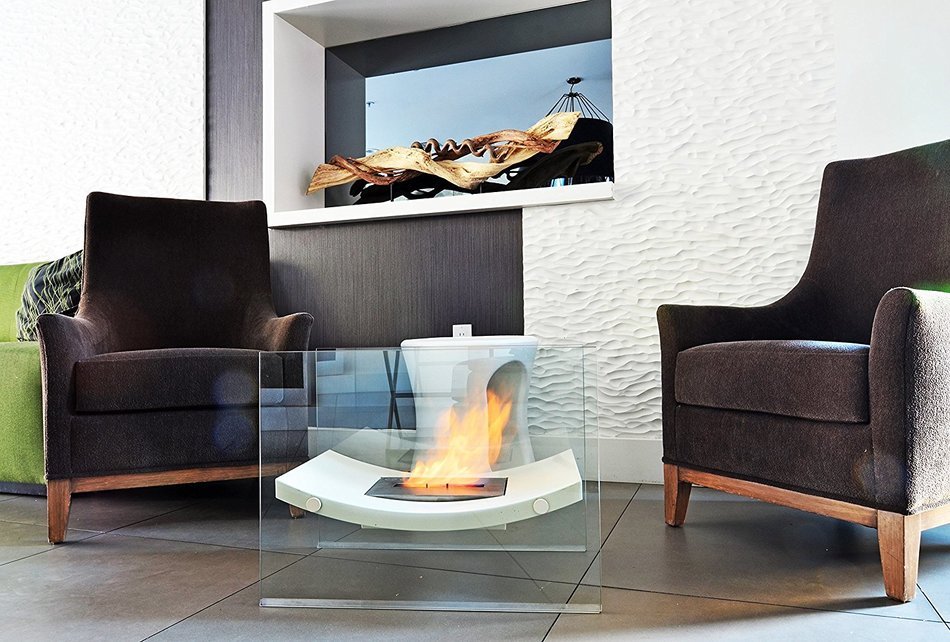 Chic Fireplaces Santa Fe Modern Design Curved Modern Bio-ethanol Fireplace, Larger Size and Higher Quality Tempered... N4