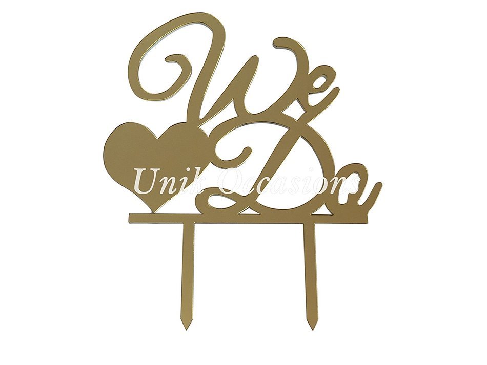 Gold Mirror Acrylic "We Do" Cake Topper