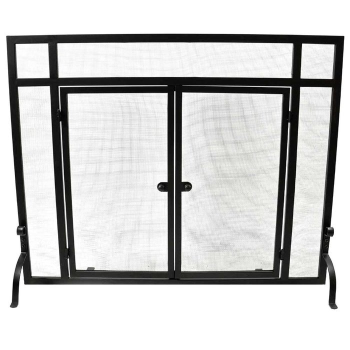 WoodEze Single Panel Flat Fireplace Screen with Doors 44'' W x 33'' H N5