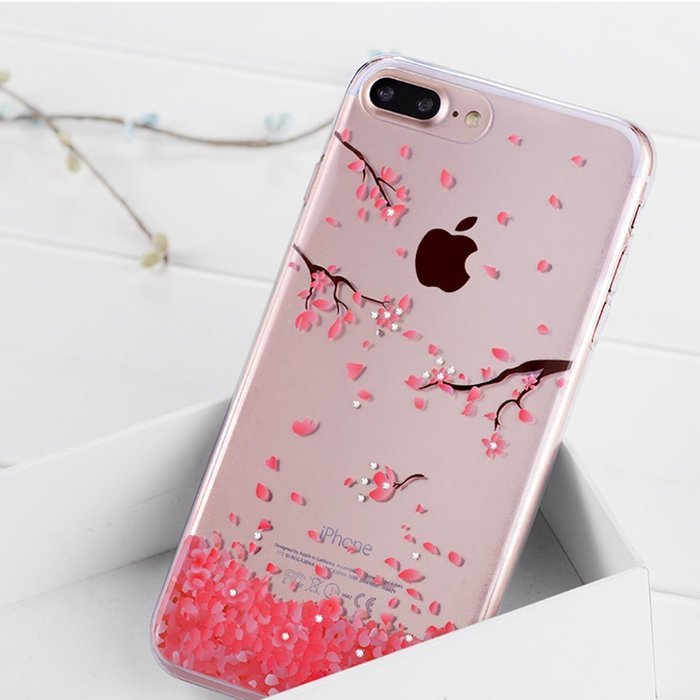 iPhone 7 Plus Case, PHEZEN Clear Soft TPU Protective Case Back Cover with Beautiful Cherry Blossom Flower Series... N48