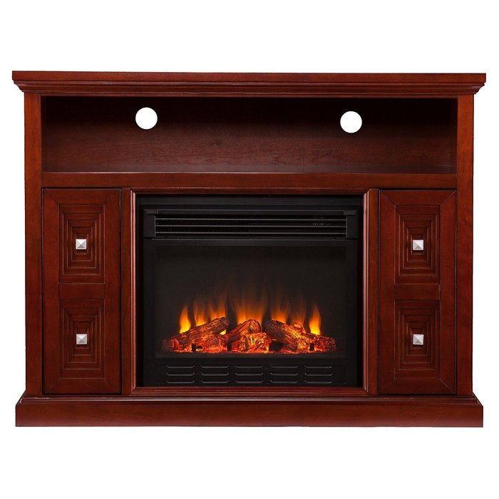Southern Enterprises Creston Cherry Electric Fireplace Media Console N4