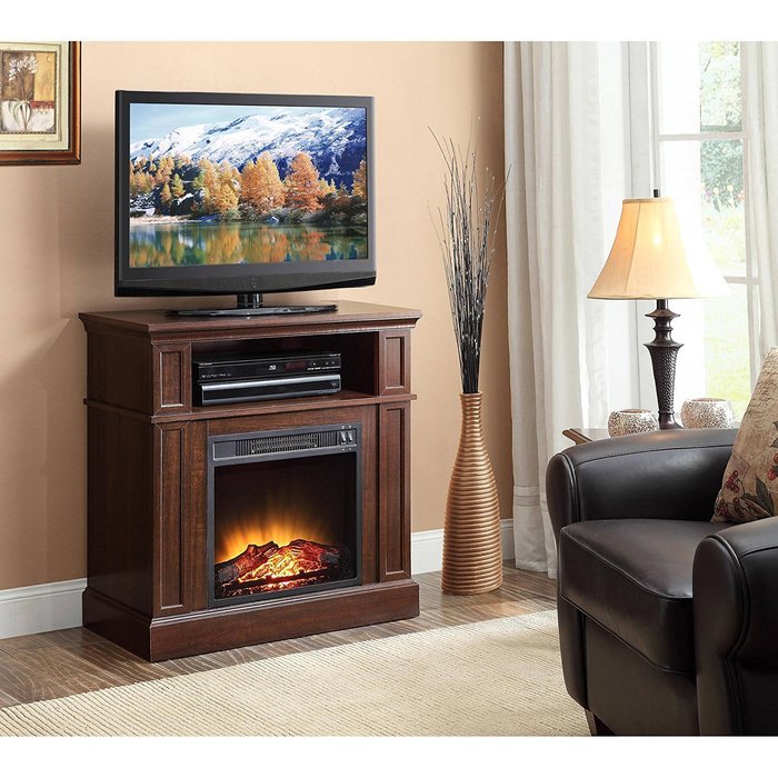 31" Mainstays Media Fireplace Heater for TV's up to 42" Provides Heating up to 400 sq ft and A Flame with or without... N8