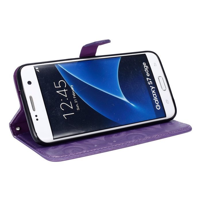 Galaxy S7 Edge Wallet Case, PHEZEN Bling Liquid Glitter Love Heart Floating 3D Hourglass Luxury Pu Leather Magnet... N21