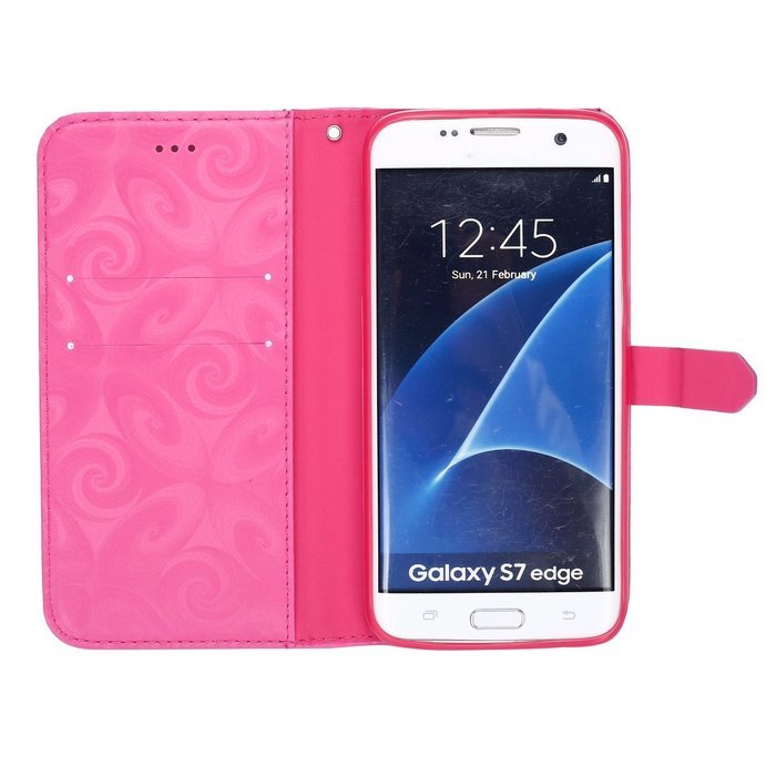 Galaxy S7 Edge Wallet Case, PHEZEN Bling Liquid Glitter Love Heart Floating 3D Hourglass Luxury Pu Leather Magnet... N26