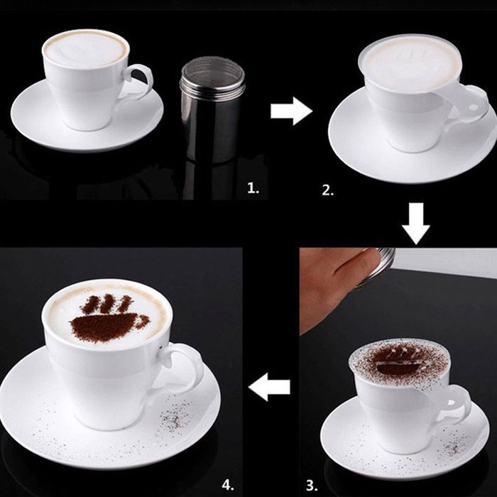 YING LAN Creative Nice Coffee Barista Stencils Template Strew Pad Duster Spray Art 16 PCS N2