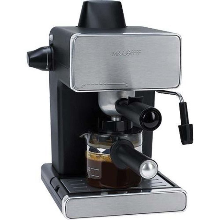 Mr. Coffee Steam Espresso Machine, Stainless Steel/Black (Certified Refurbished)