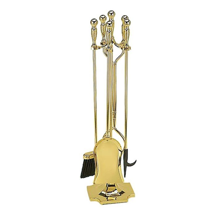 Minuteman International Polished Brass-Plated Fireplace Tool Set