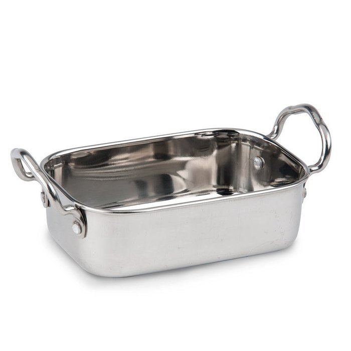 American Metalcraft MRP53 17 oz. Mini Roasting Pan with Handles - 5 3/4" x 3 3/4" x 1 3/4"
