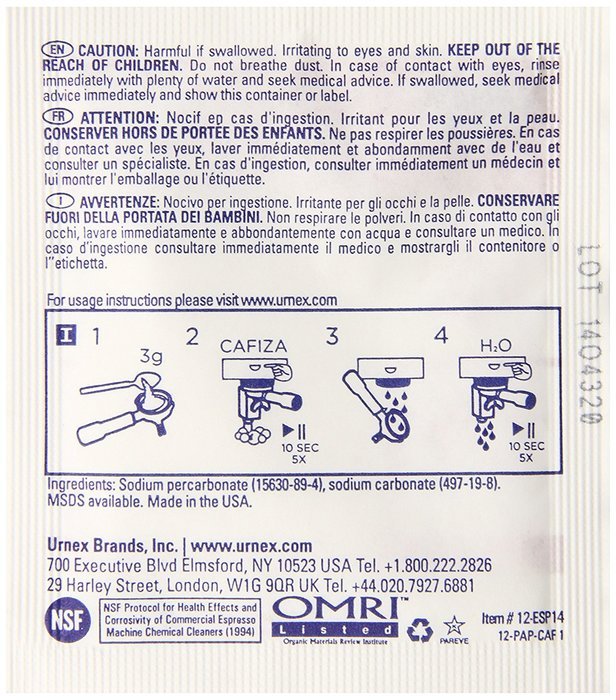 Urnex Cafiza Espresso Machine Cleaning Powder, 100 1/4 oz Packets