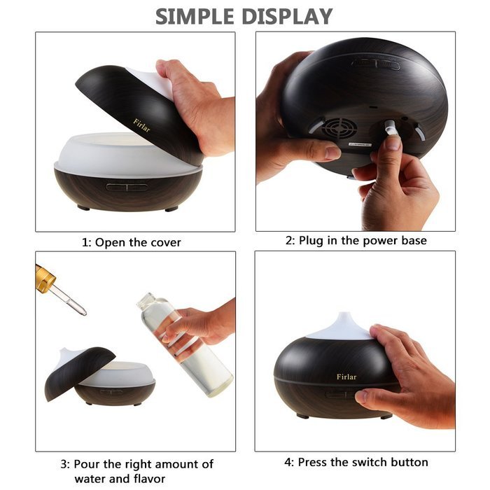 Firlar Ultrasonic Cool Mist Humidifier Oil Diffuser For Home Office Yoga Bedroom Baby Auto Shut off 300milliliter N4